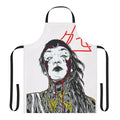 Cyberpunk style apron featuring a colorful, futuristic design of a cyborg girl