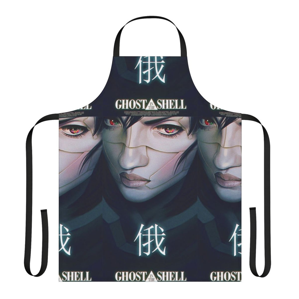 Cyberpunk-style apron featuring iconic imagery from the anime Ghost in the Shell