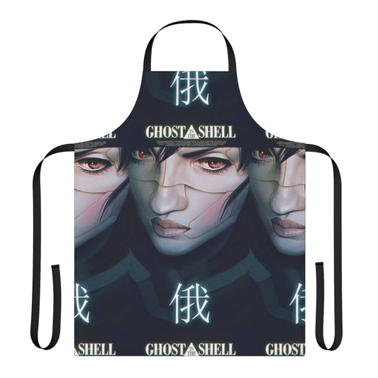 Cyberpunk-style apron featuring iconic imagery from the anime Ghost in the Shell