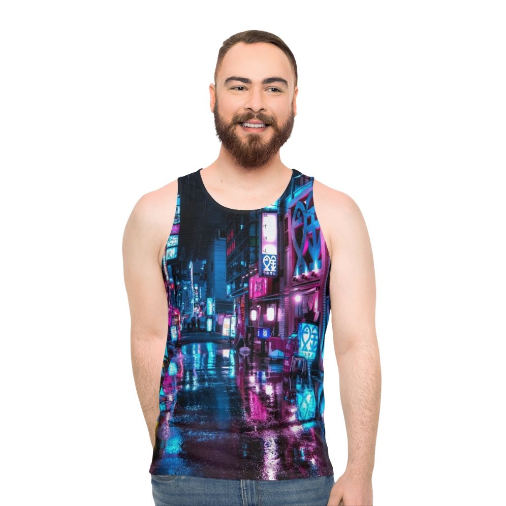 Cyberpunk Tokyo Night Unisex Tank Top