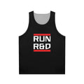 Cyberpunk unisex tank top with Run R D netrunner design