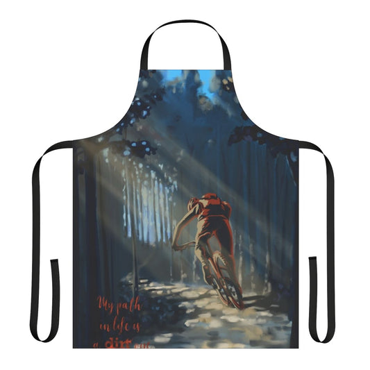 An apron featuring a mountain biking landscape, perfect for the outdoor enthusiast