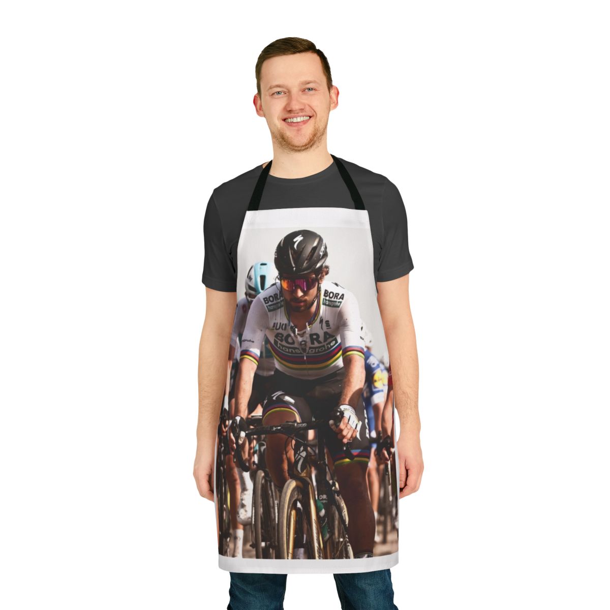 Cycling apron featuring Peter Sagan, the winner of the 2018 Paris-Roubaix race