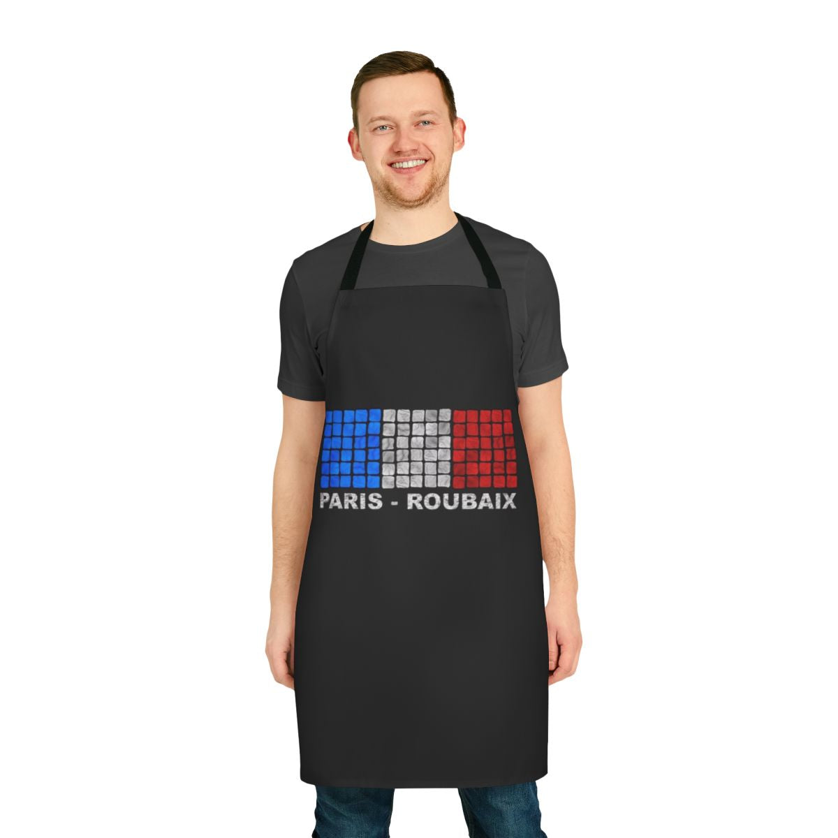 Apron inspired by the Paris Roubaix cycling race in northern France