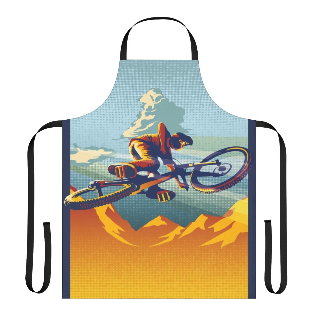 Cycling Art Mountain Bike Apron featuring a vibrant mountain biking scene