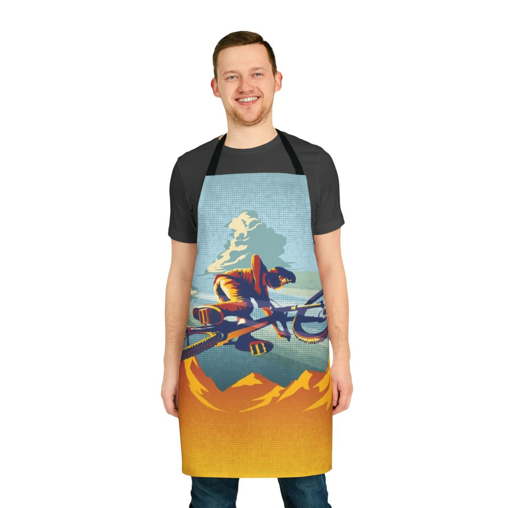 Cycling Art Mountain Bike Apron featuring a vibrant mountain biking scene