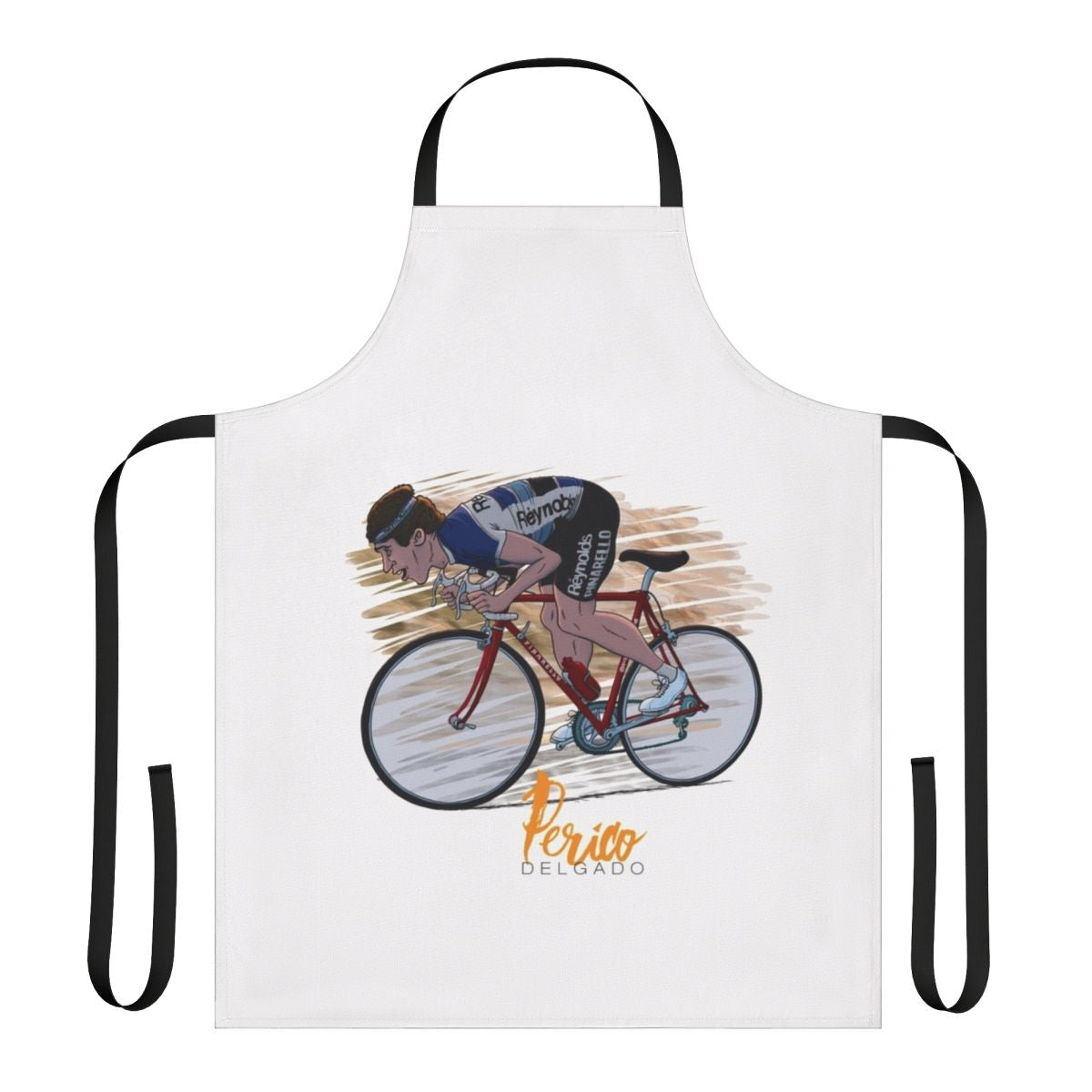 Cycling-themed apron with Perico Delgado Le Fou Des Pyrénées design