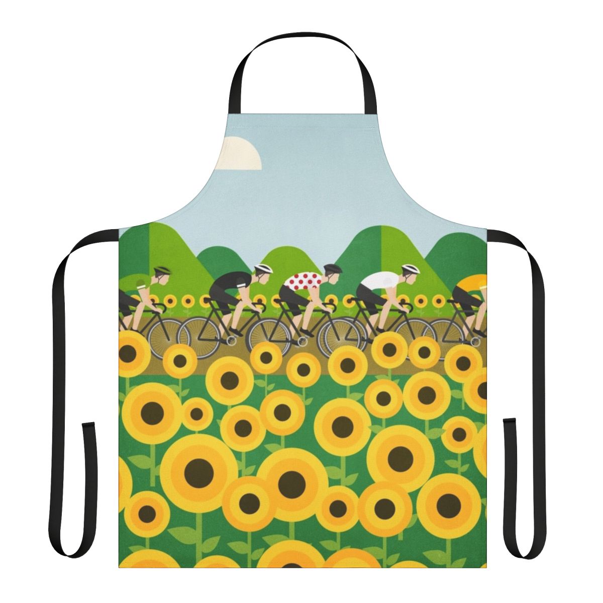 Cycling-themed apron featuring the iconic polka dot pattern of the Tour de France