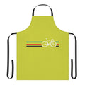 Cycling-themed apron with bold bike stripes design inspired by the velodrome