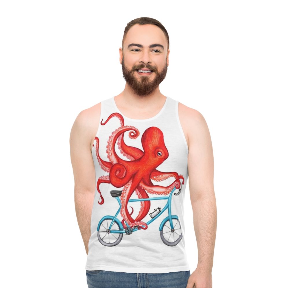 Cycling octopus unisex tank top