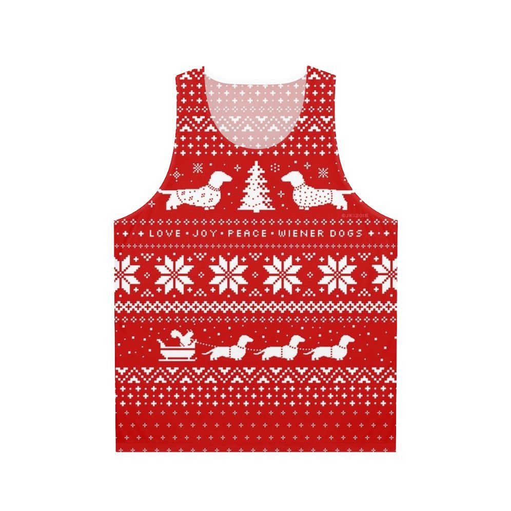 Dachshund Christmas Sweater Unisex Tank Top