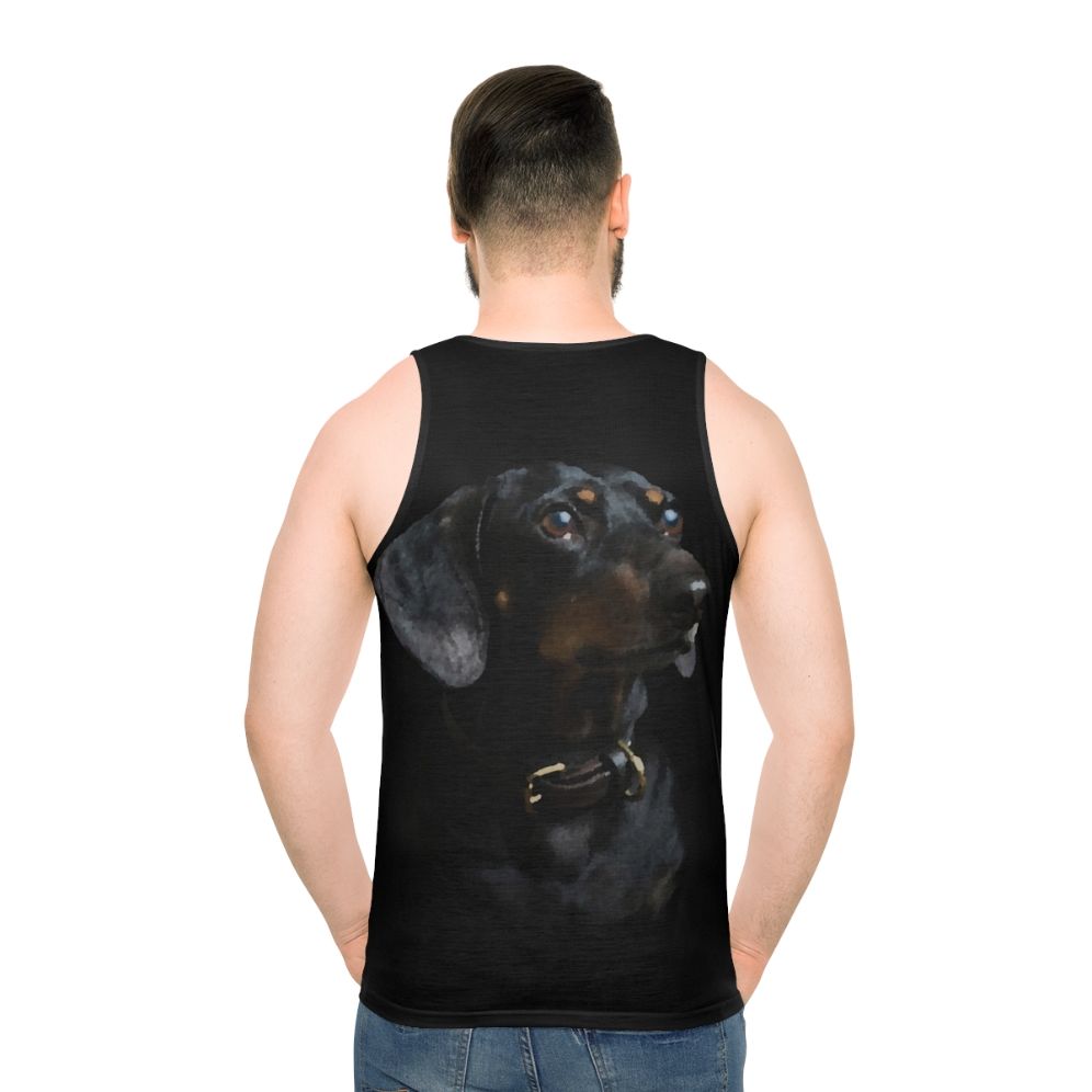 Dachshund digital watercolor portrait on unisex tank top