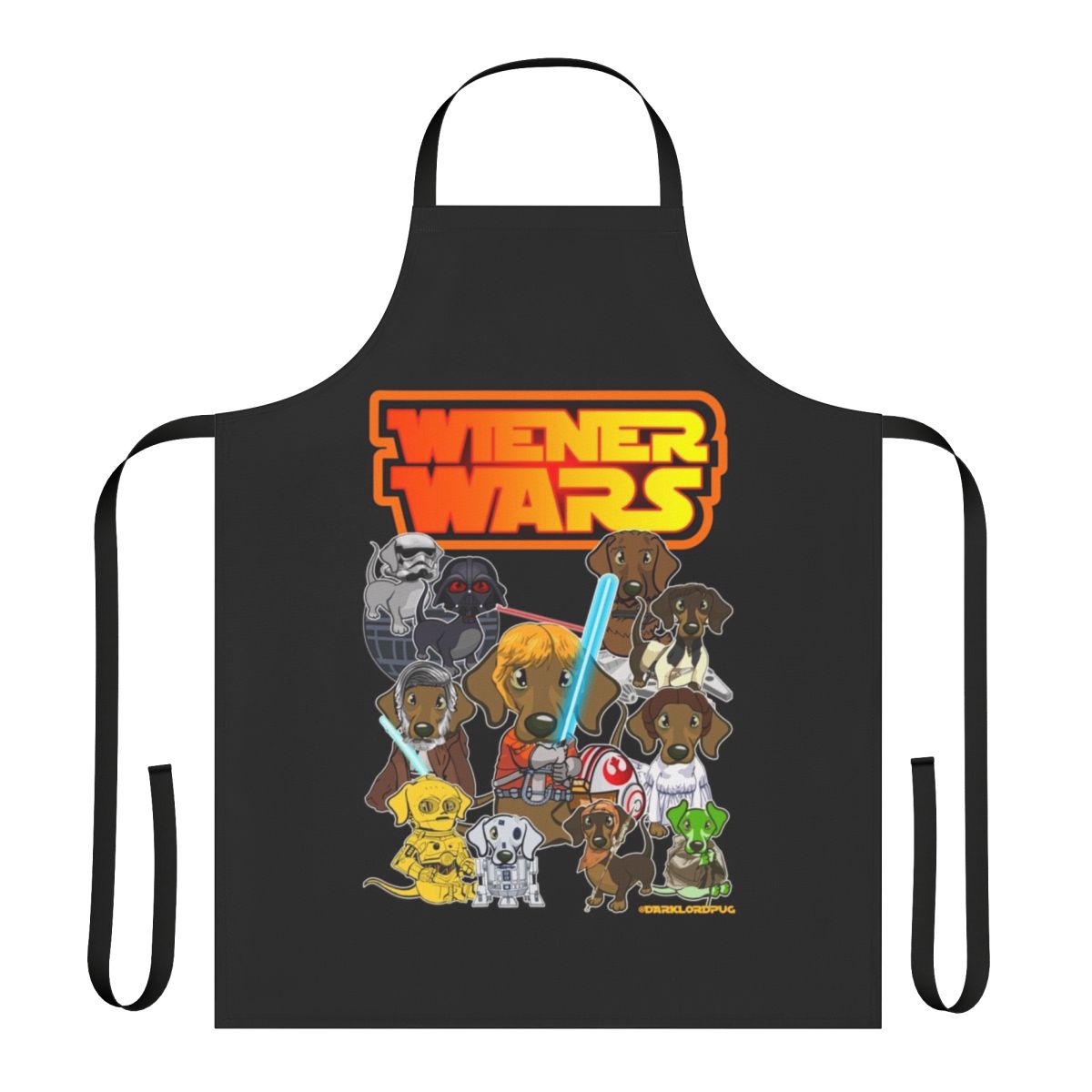 Dachshund-themed apron with "Wiener Dog Wars" graphic