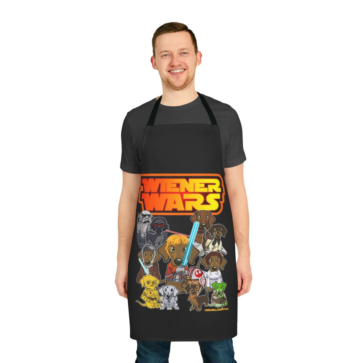 Dachshund-themed apron with "Wiener Dog Wars" graphic