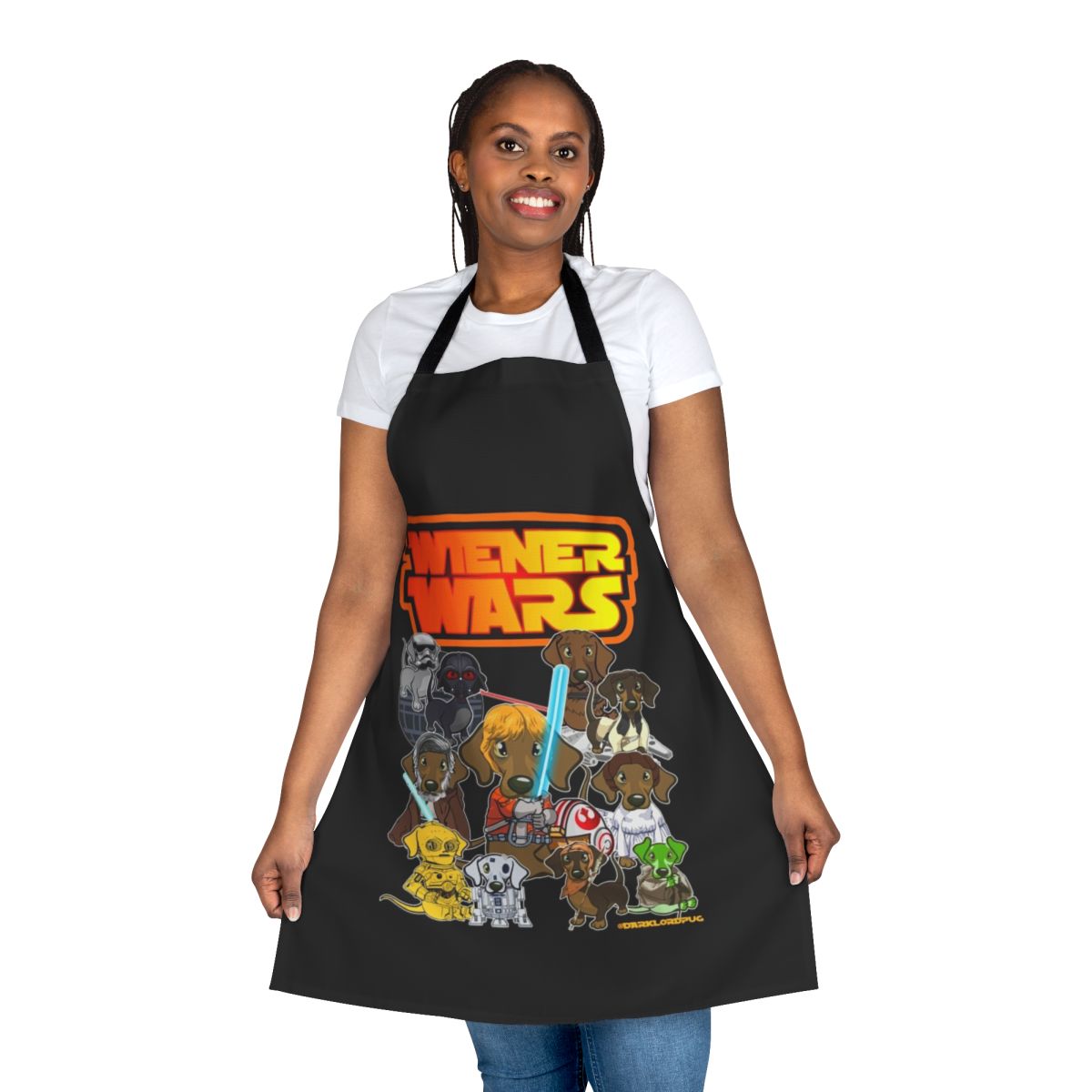 Dachshund-themed apron with "Wiener Dog Wars" graphic