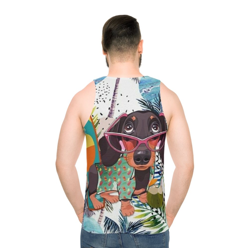 Dachshund dog pop art design on unisex tank top