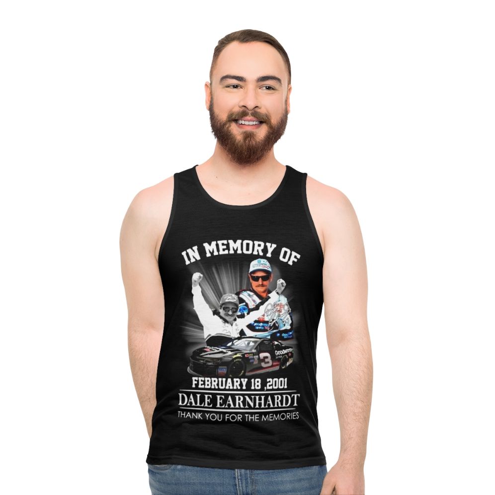 Unisex tank top honoring the memory of NASCAR driver Dale Earnhardt