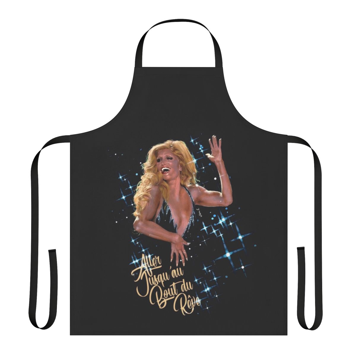 Dalida inspired lyrics printed on a high-quality apron