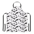 Dalmatian-inspired apron with a dog fur pattern of black spots