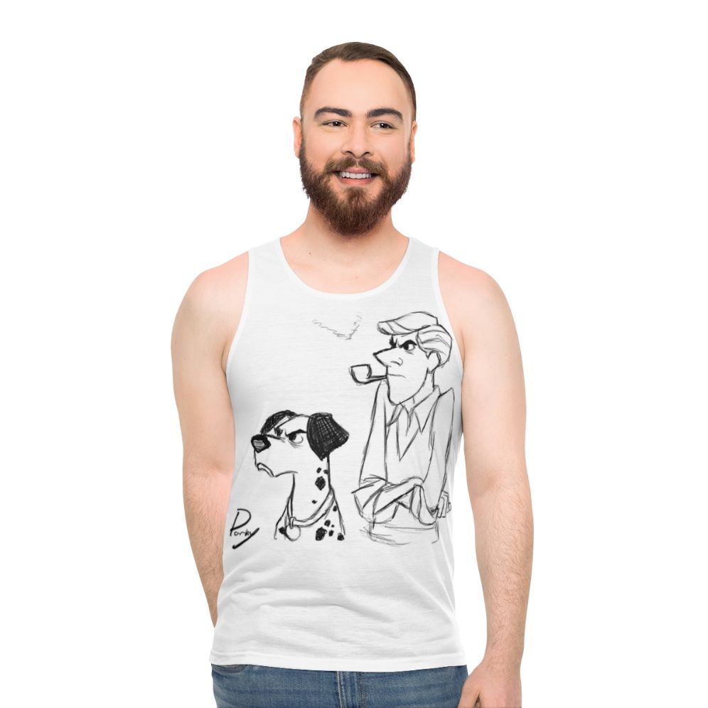 Dalmatian sketch unisex tank top