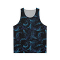 Indigo blue unisex tank top with whale design