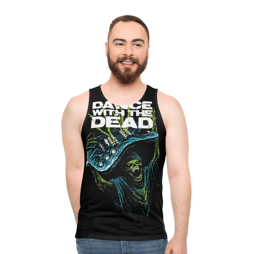 Retro Horror Synth Wave Unisex Dance With The Dead Tank Top