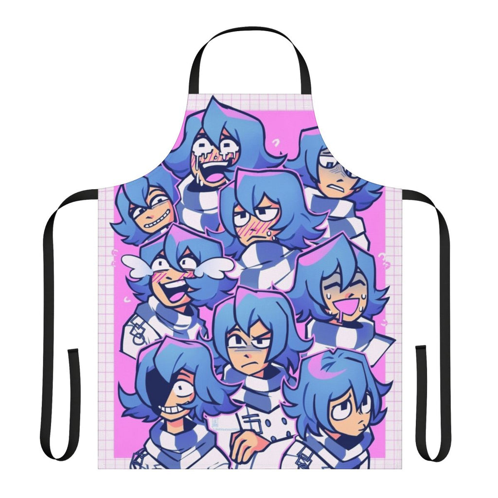 Danganronpa-inspired apron featuring the character Kokichi Ouma from Danganronpa V3: Killing Harmony