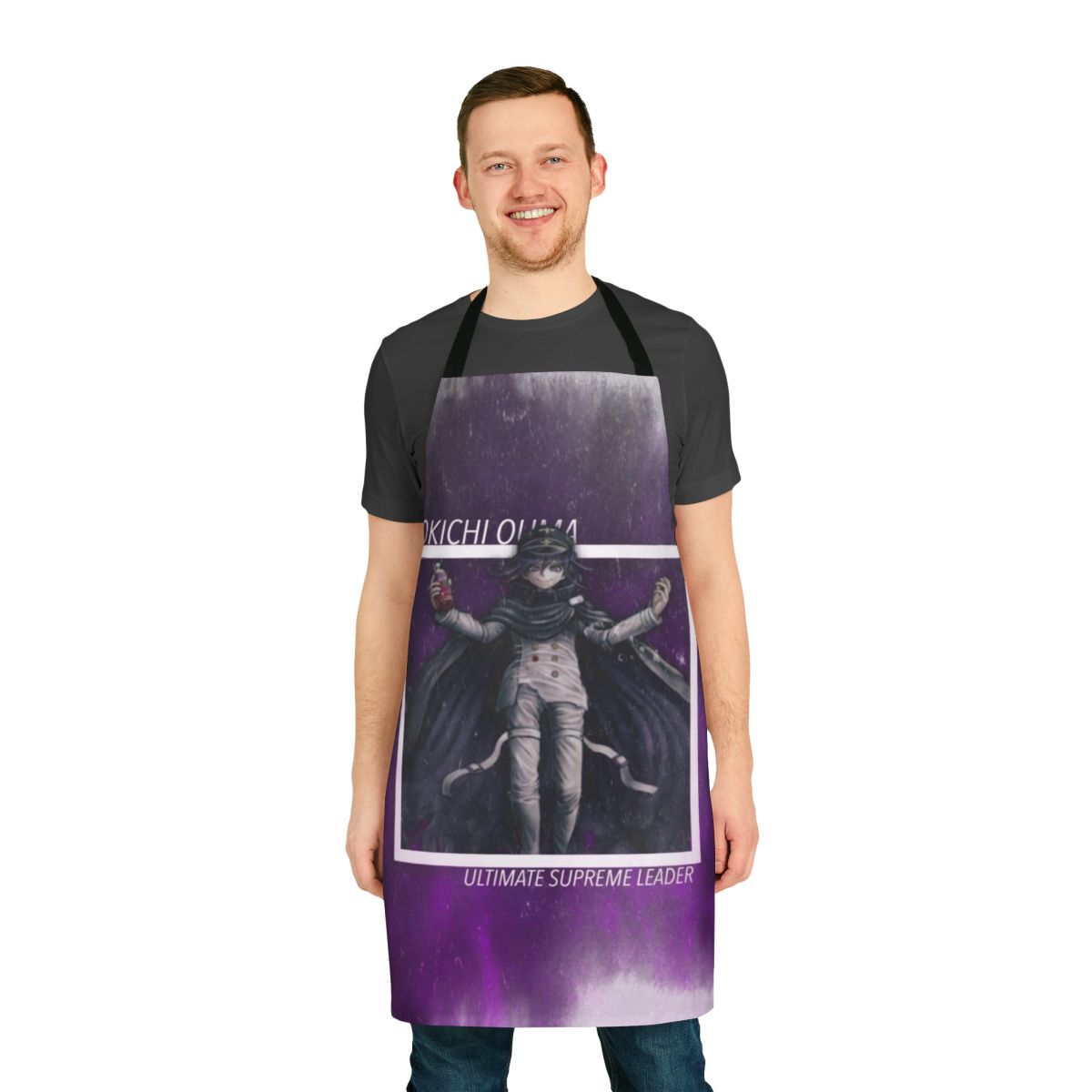 Danganronpa-inspired Kokichi Ouma Supreme Leader apron with vibrant design