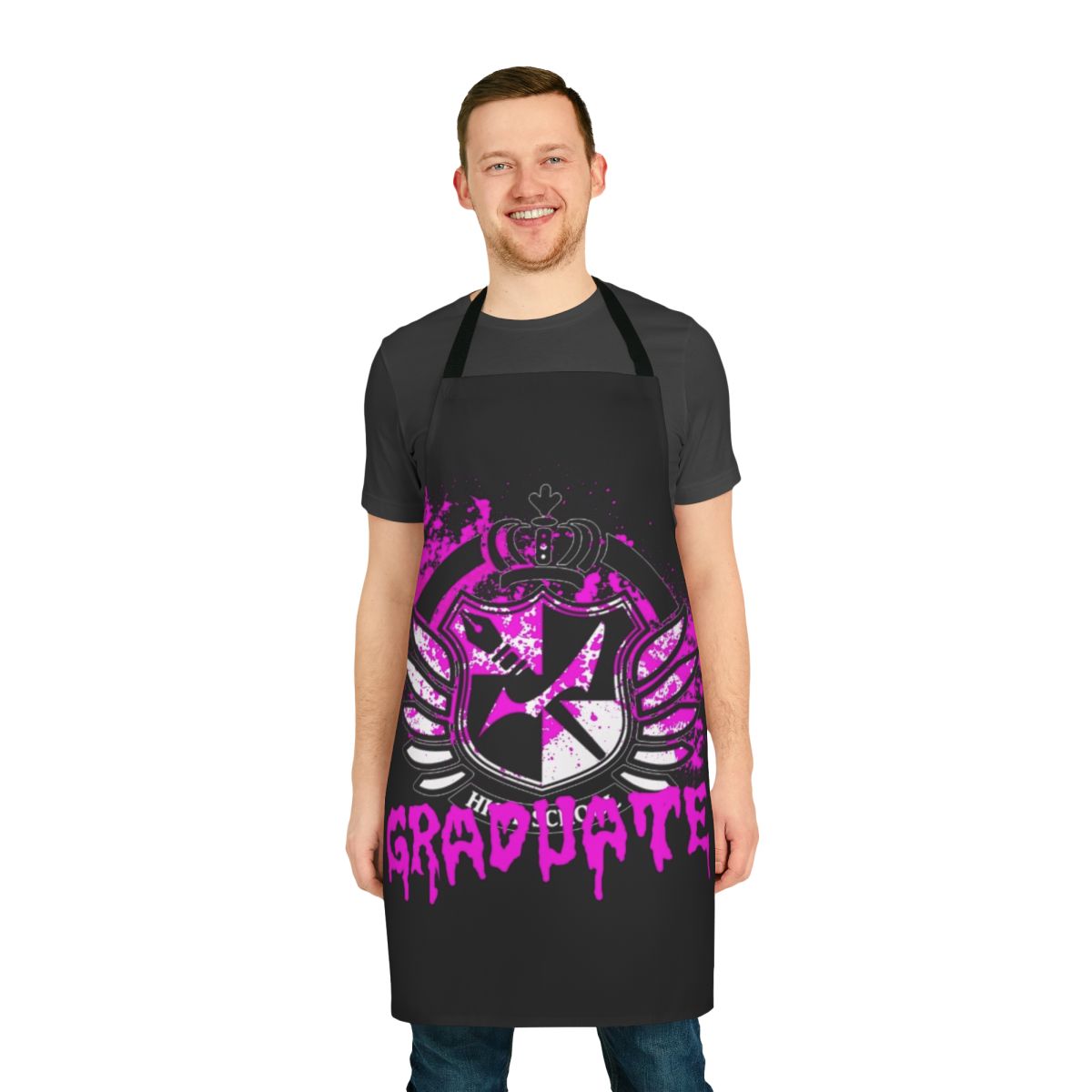 Danganronpa inspired apron with survivor and hopes peak academy designs