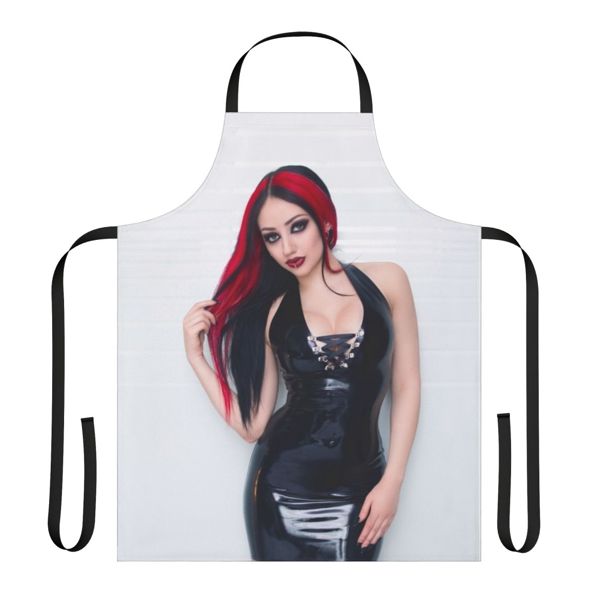 Dani Divine-inspired latex apron dress for alternative fashion and fetish style