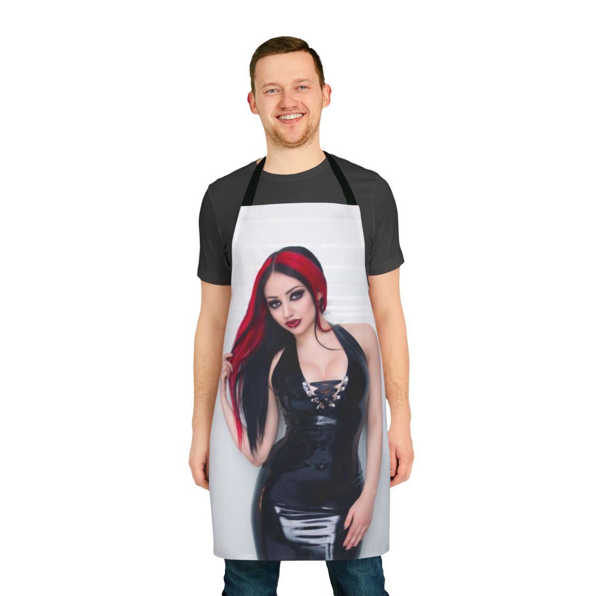 Dani Divine-inspired latex apron dress for alternative fashion and fetish style