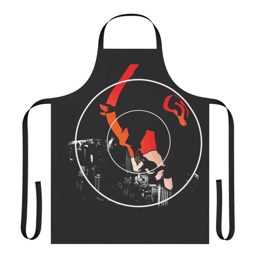 Daredevil-themed apron with horns and flame design