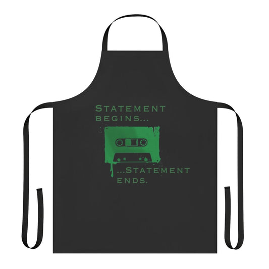 Dark academia-inspired apron with a spooky statement design, perfect for fans of horror podcasts like The Magnus Archives.