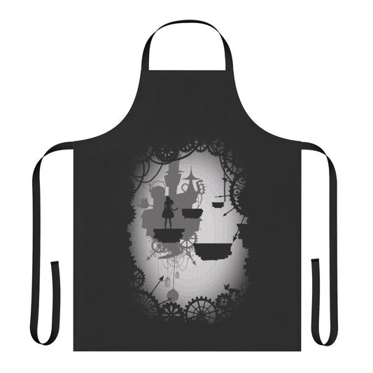 Dark and enchanting Alice in Limbo inspired apron with gothic, steampunk, and Wonderland-themed design