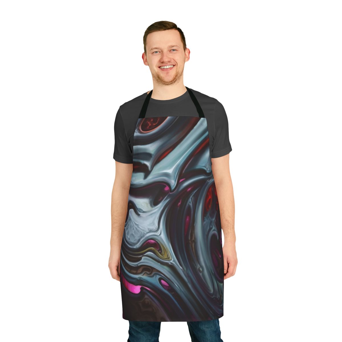 Dark bioorganic designed apron for tattoo artists and stylists