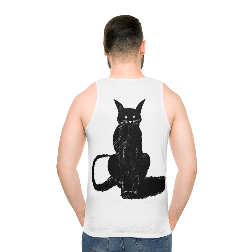 Dark cat graphic on a unisex tank top