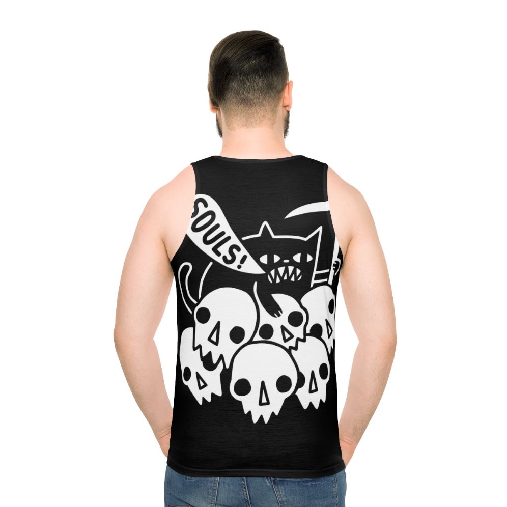 Dark and edgy cat skull unisex tank top