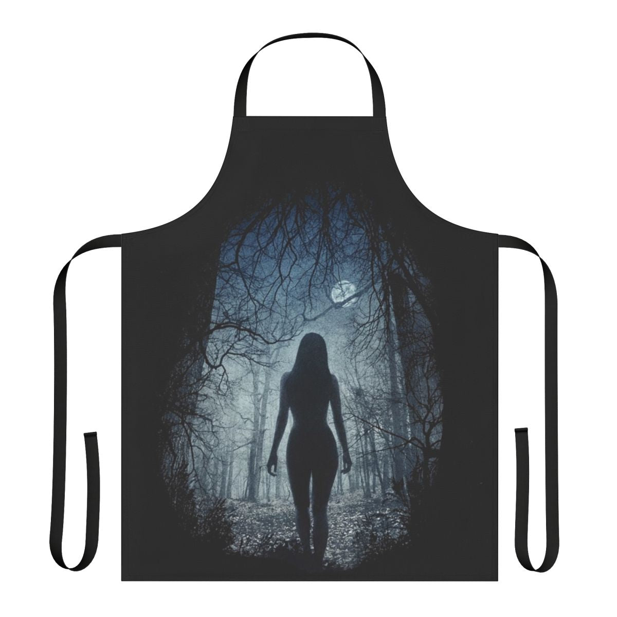 Dark chiffon apron featuring occult and witchcraft-inspired designs, ideal for fans of the movie The Witch.