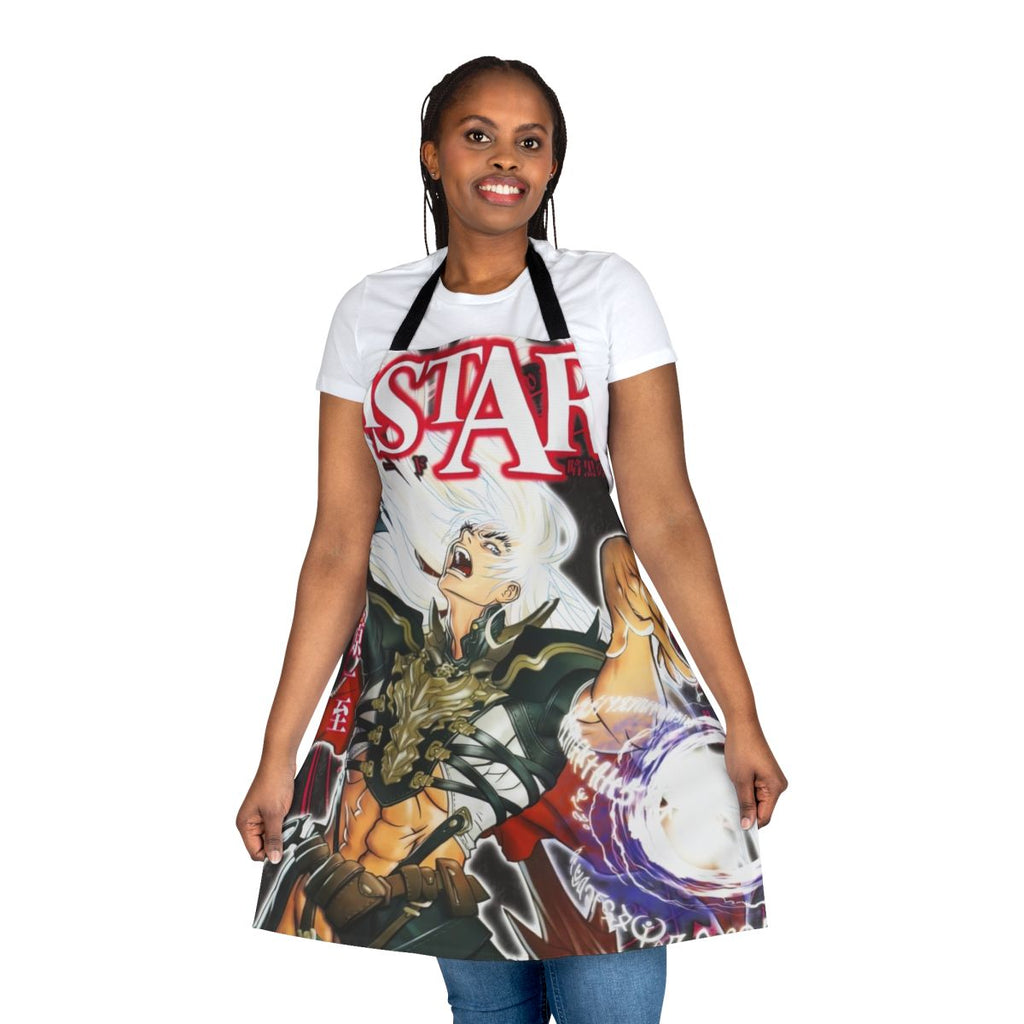 Dark fantasy-themed apron featuring characters from the anime and manga series "Bastard!!"