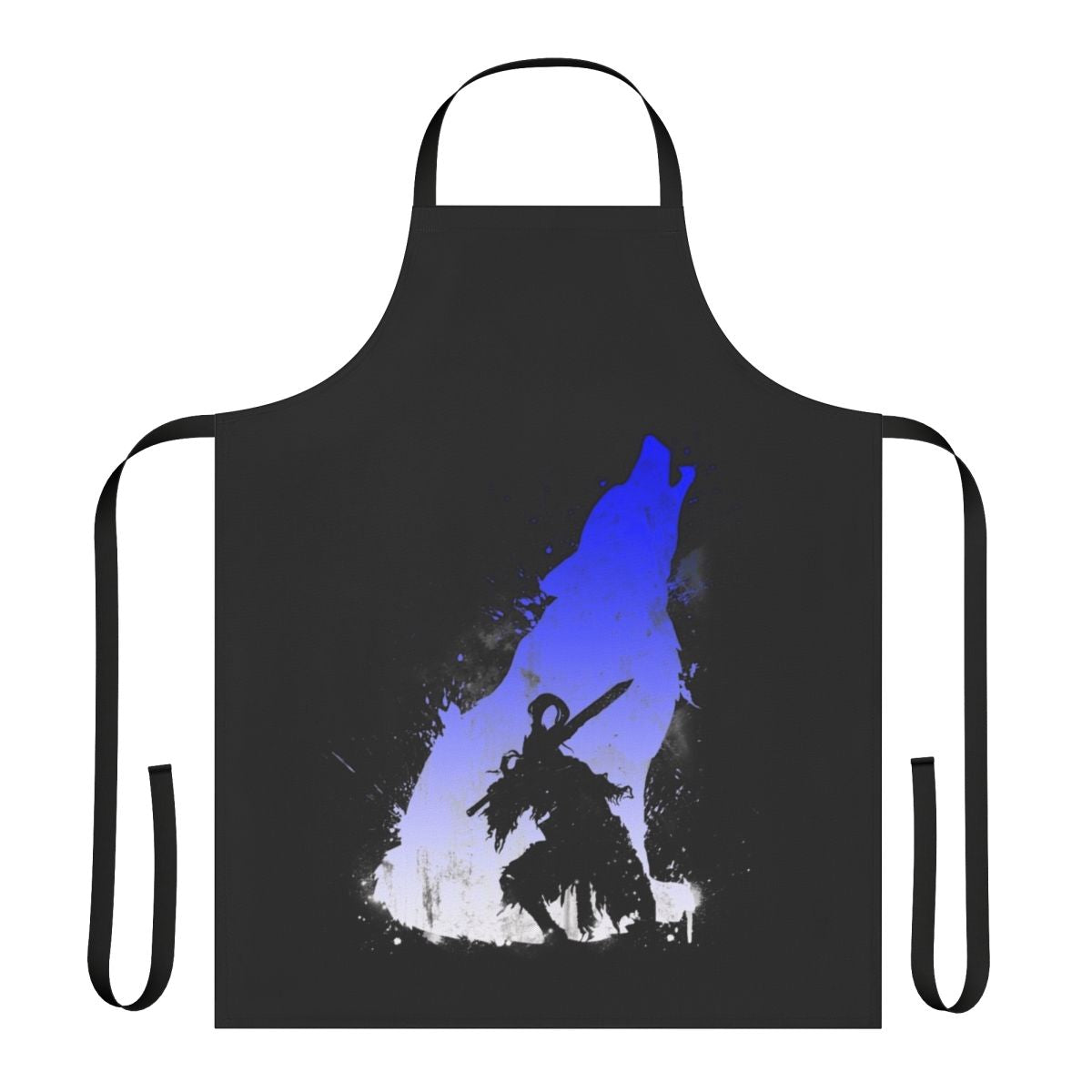 A high-quality apron featuring the design of "The Walker of Abyss" from the Dark Souls fantasy video game series.