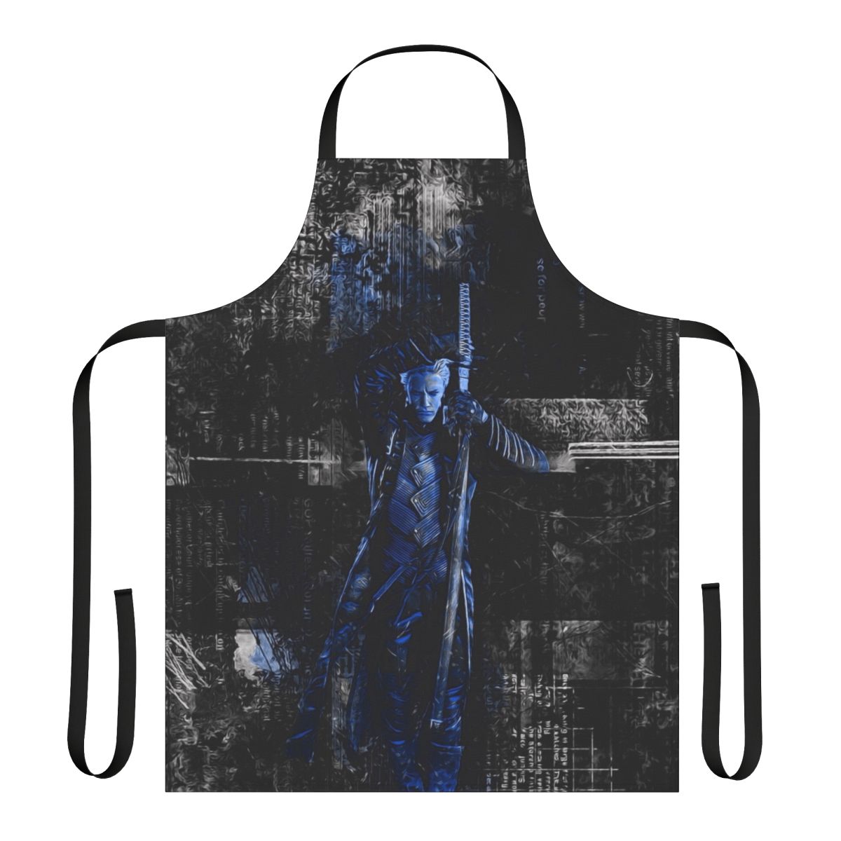 Dark fantasy devil may cry inspired blue and black apron