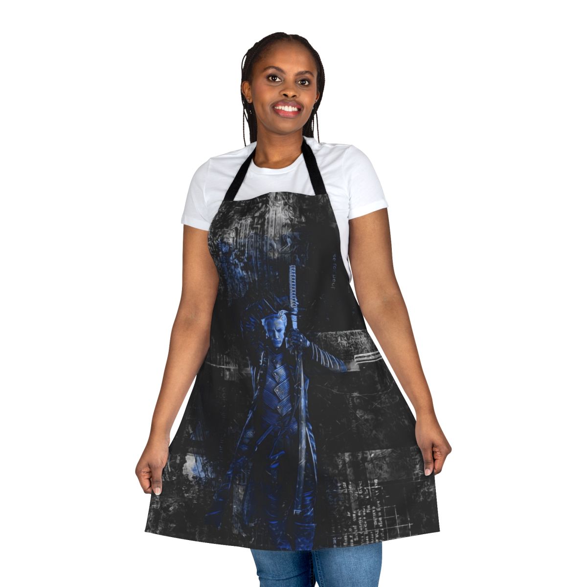 Dark fantasy devil may cry inspired blue and black apron