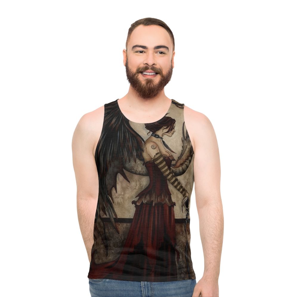 Dark fantasy dragon unisex tank top