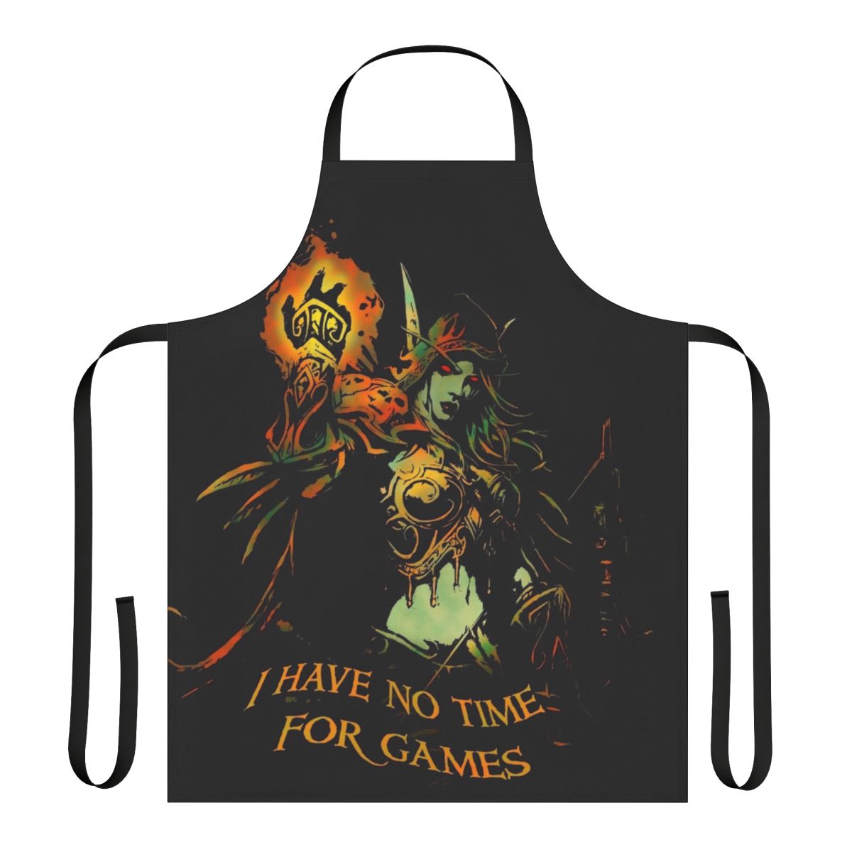 "Dark Fantasy Gaming Apron Featuring Sylvanas Windrunner from Hearthstone"