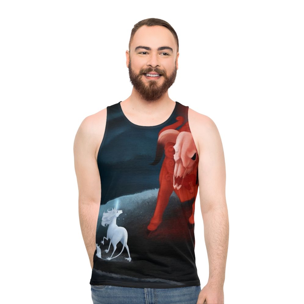 Dark fantasy last unicorn unisex tank top