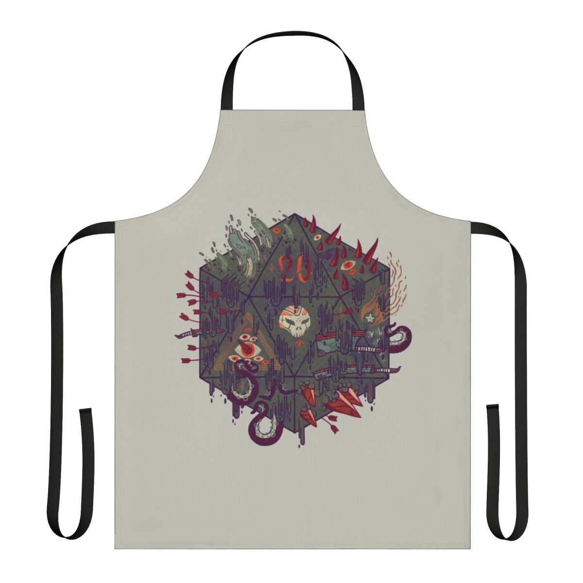 Dark fantasy occult apron featuring skull, arcane symbols, and gothic elements