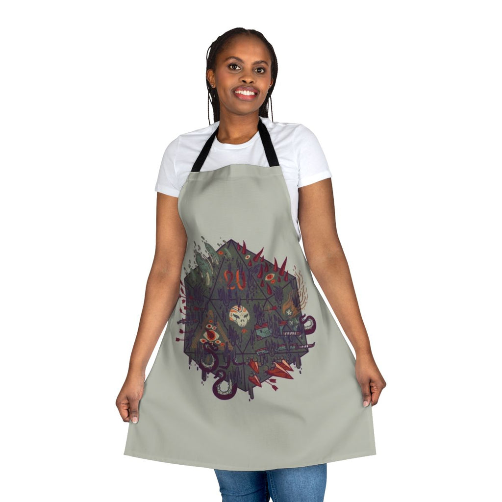 Dark fantasy occult apron featuring skull, arcane symbols, and gothic elements