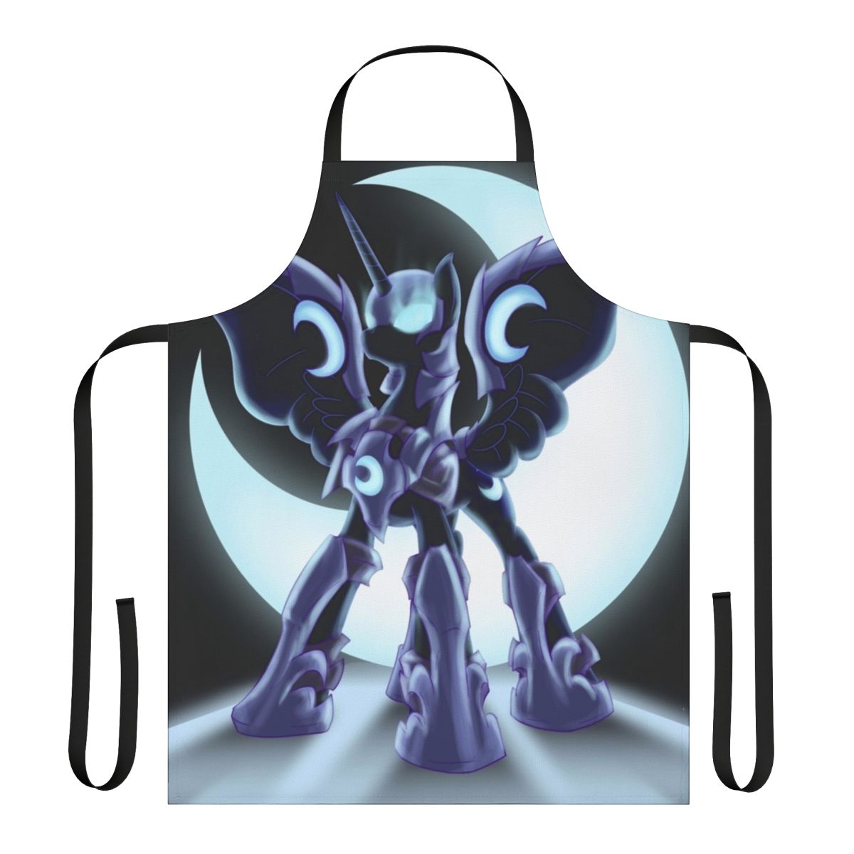 Dark fantasy-inspired apron with a lunar and pony theme