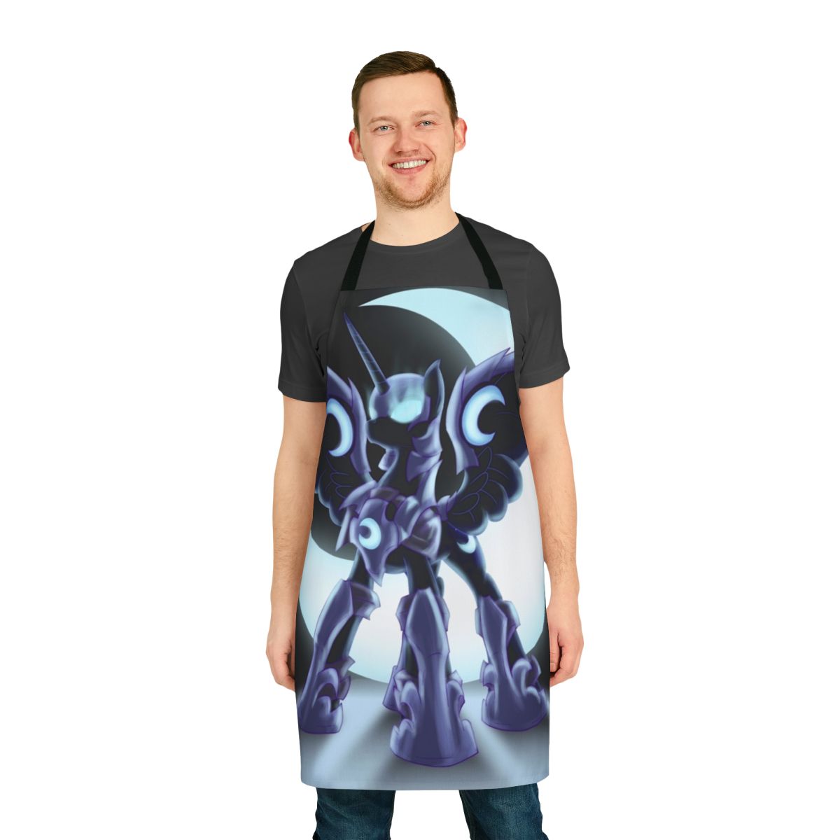 Dark fantasy-inspired apron with a lunar and pony theme