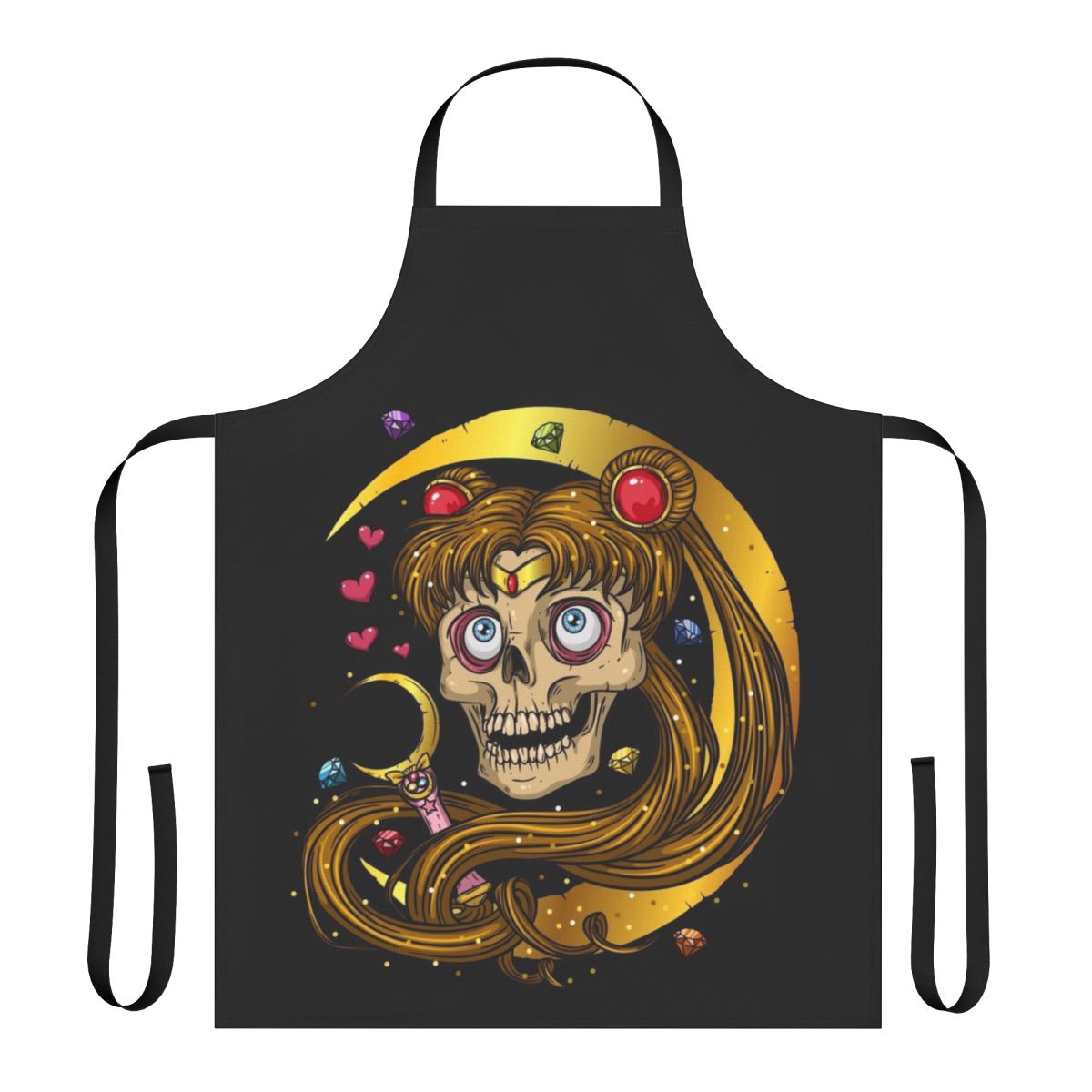 Dark fantasy apron with skull and moon design